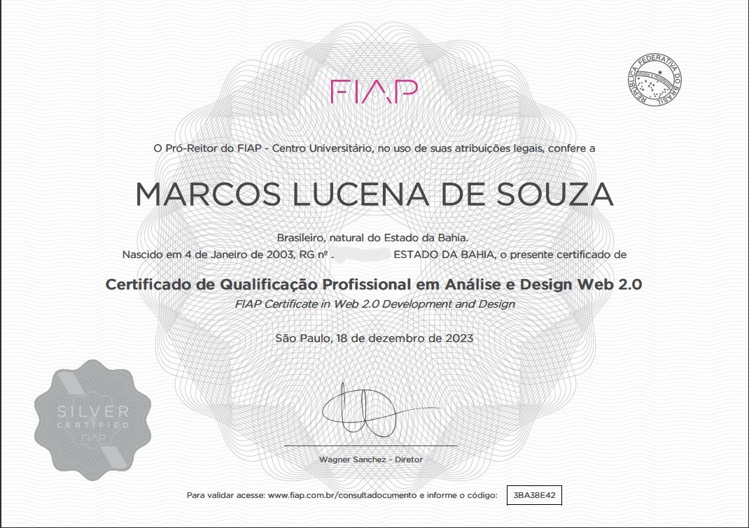 Certificado de Qualificação Profissional em Análise e Design Web 2.0
