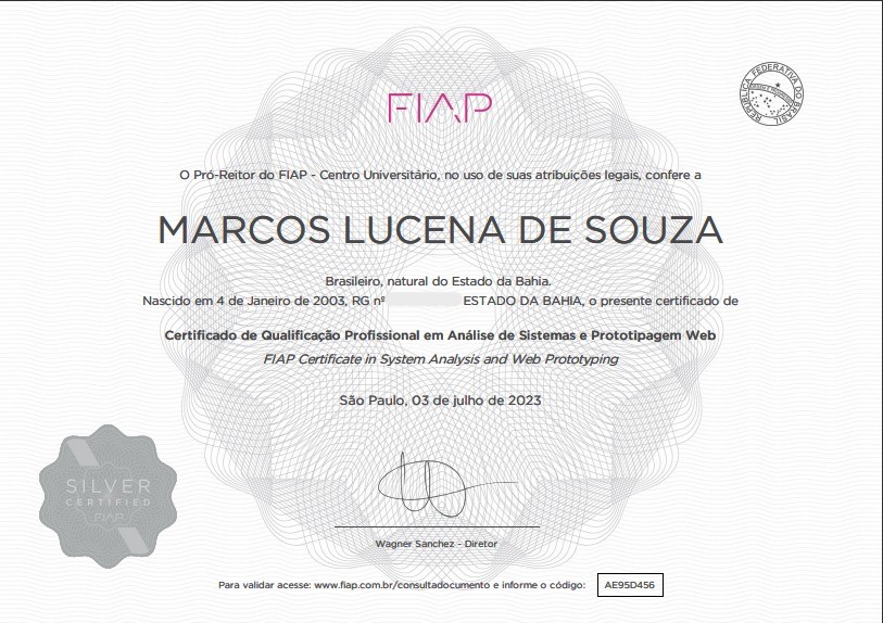 Certificado de Qualificação Profissional em Análise de Sistemas e Prototipagem Web